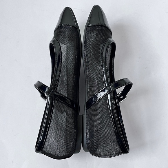 NY&CO Black Minimalist Mesh Patent Leather Mary Jane Ballet Flats Size 8 - Picture 5 of 16
